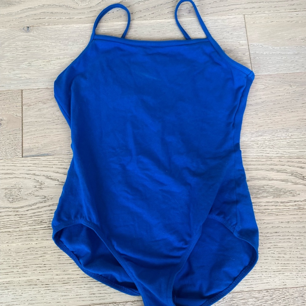 Adult large blue cotton camisole leotard